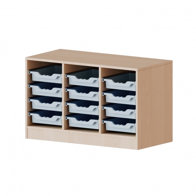 ErgoTray Regal, 3reihig, 1,5 OH, 12 flache BoxenB/H/T 104,5x64x40cm 